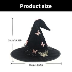 Carnivals Witch Hats Masquerades Ribbon Wizard Hats Adult Kids Witch Hats