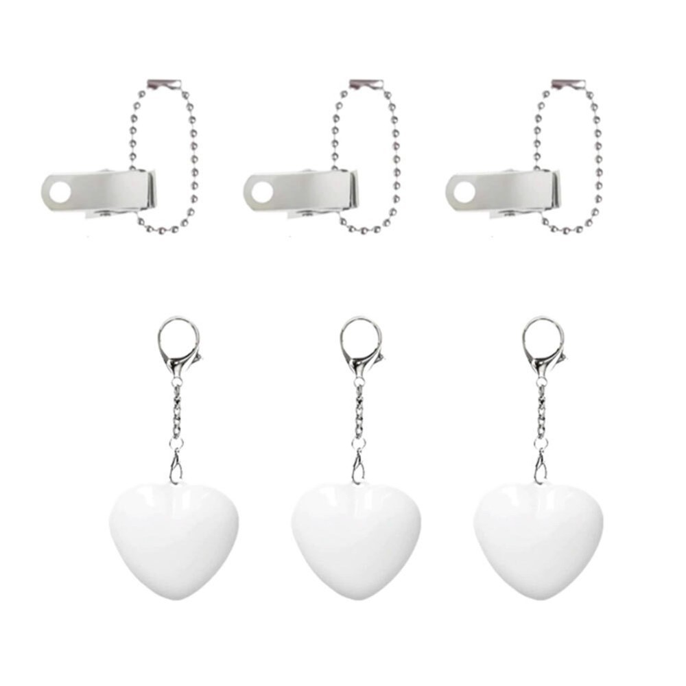 Set of 3 Heart Shaped Touch Lamps with Clip for Bags Keys Portable Light