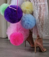 3 hand made pretty tulle pom poms (1 medium 2 smalls) choise colour