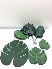 90 Pieces 6 Kinds Artificial Tropical Palm Leaves Decorations Jungle Beach Party