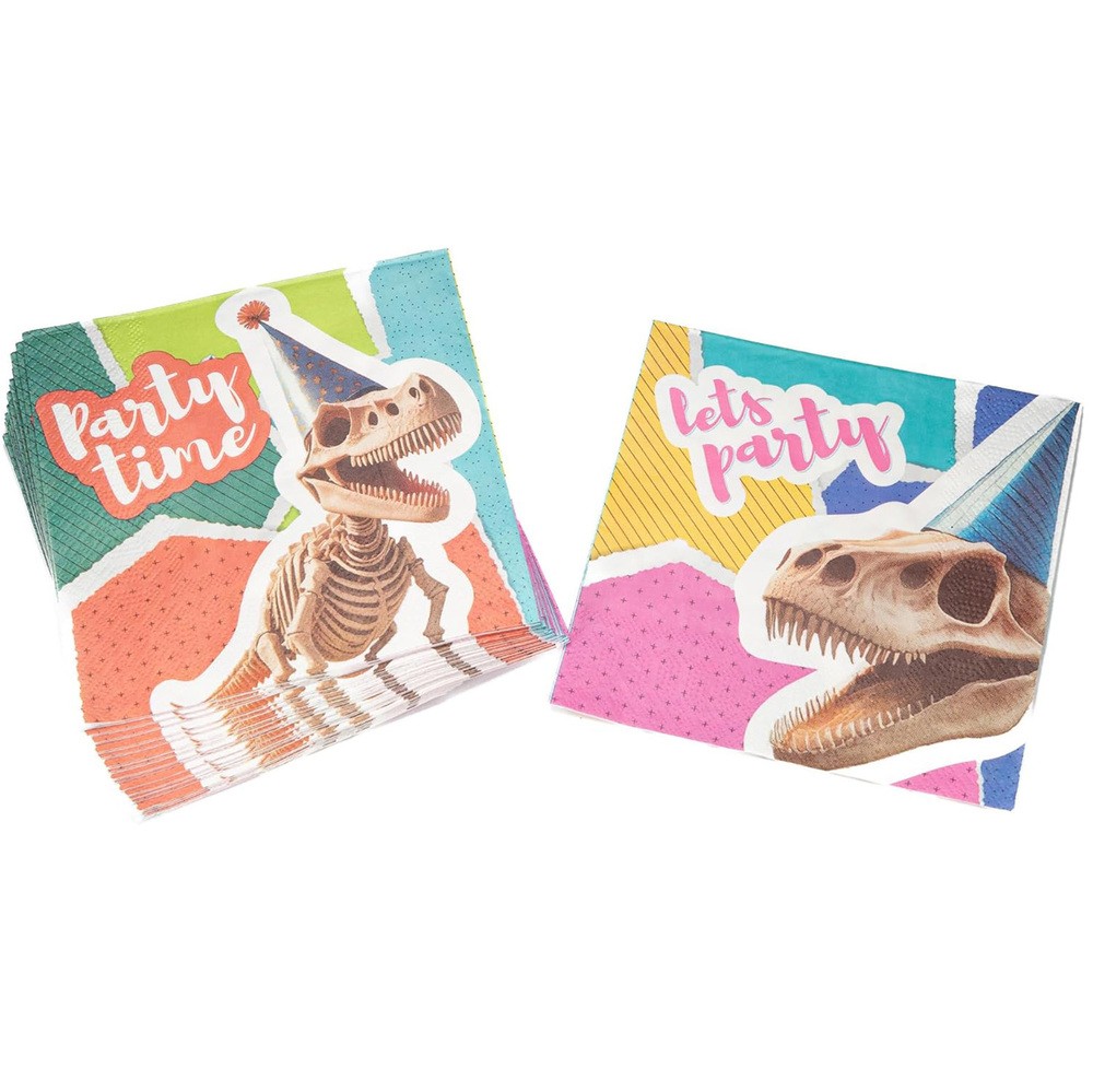 Dino skeleton napkins 3 ply multicolored 20 pack