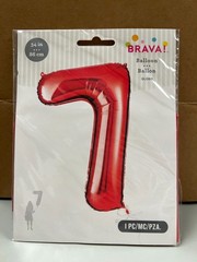 BRAVA! Number “7” Single PC 34” Foil Balloon – Red