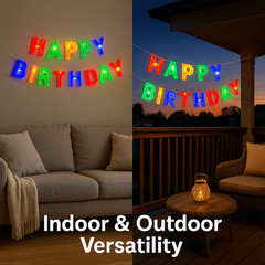 LED Light-Up Happy Birthday Banner 6.5′ Long, Battery Operated Party Decoration