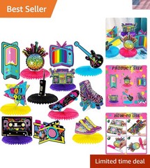 80s 90s Party Decorations 12 Pieces 80’s 90’s Honeycomb Centerpieces 80s / 90…