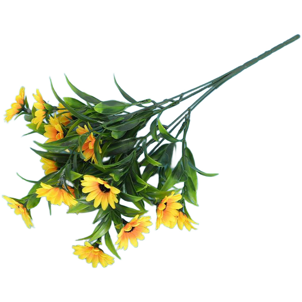 15 Head Yellow Artificial Sunflowers with Flexible Stems for Home Decor