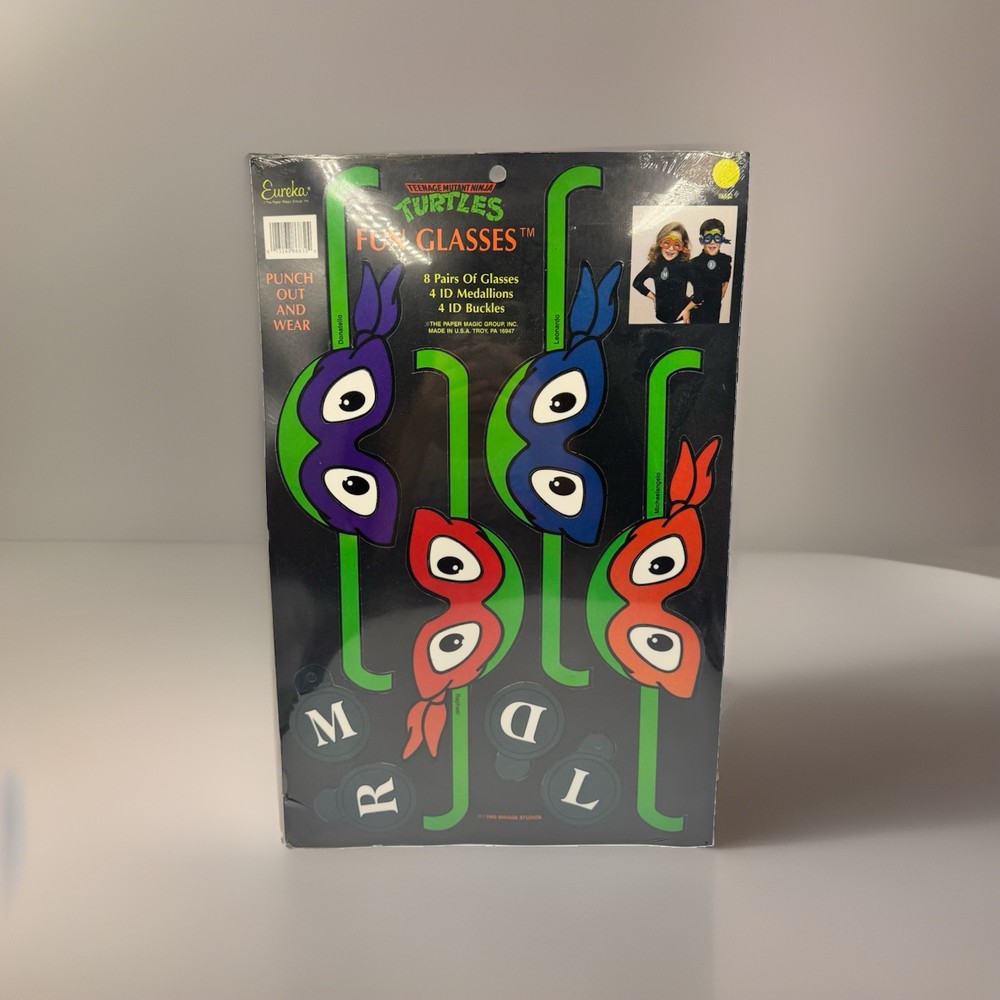VTG 1989 TMNT Fun Glasses Unpunched Sheet Eureka Mirage Party Masks NOS RARE