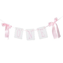 One Pink Tassel Highchair Banner Durable Bow Design Birthday Party Decor