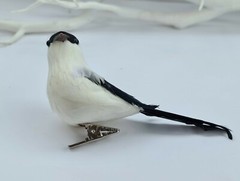 3 Artificial Black White Feather Fake Clip Birds Home Decoration Craft Art Model