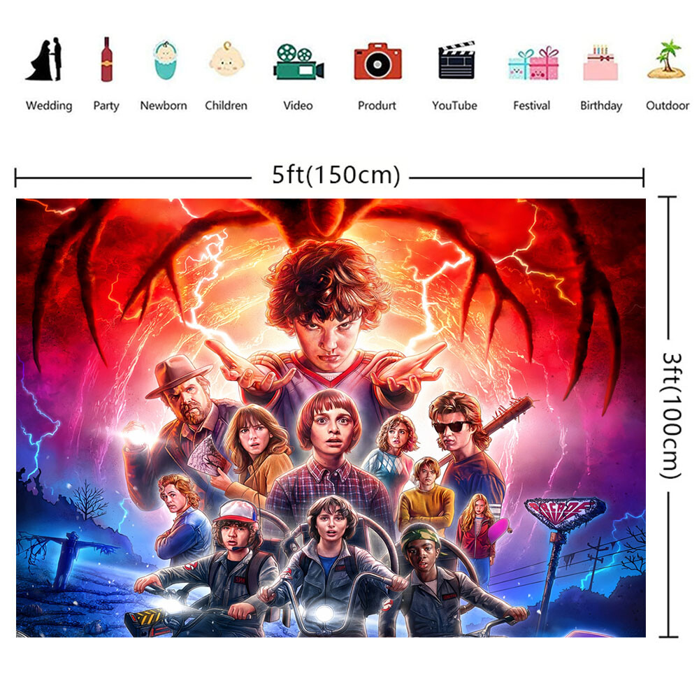 Strange Thing Party Supplies Birthday Banner Backdrop Poster Vinyl for Kids