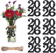 24 Pieces Glitter 2026 Cutouts Tags Decorations Double Side 2026 Graduation Cuto