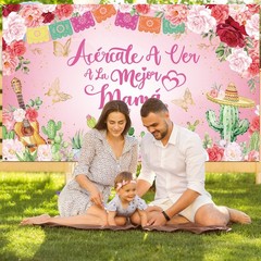 Mexican Happy Mother’s Day Backdrop Banner Feliz Dia Mama Love You Mom Party Dec