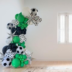 Green Black White Balloon Garland Kit, Latex Balloon Arch Kit with 4D Soccer …