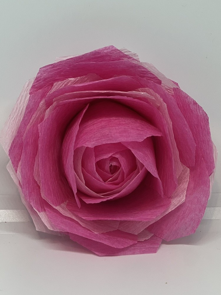 Set Of 8 Handmade Crepe Paper Flowers DARK PINK Party Decor Streamer 2” Inch