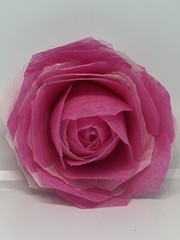 Set Of 8 Handmade Crepe Paper Flowers DARK PINK Party Decor Streamer 2” Inch