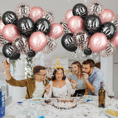 Black Rose Gold Happy 40Th Birthday Balloons, 15 Pieces 40Th Birthday Decoration