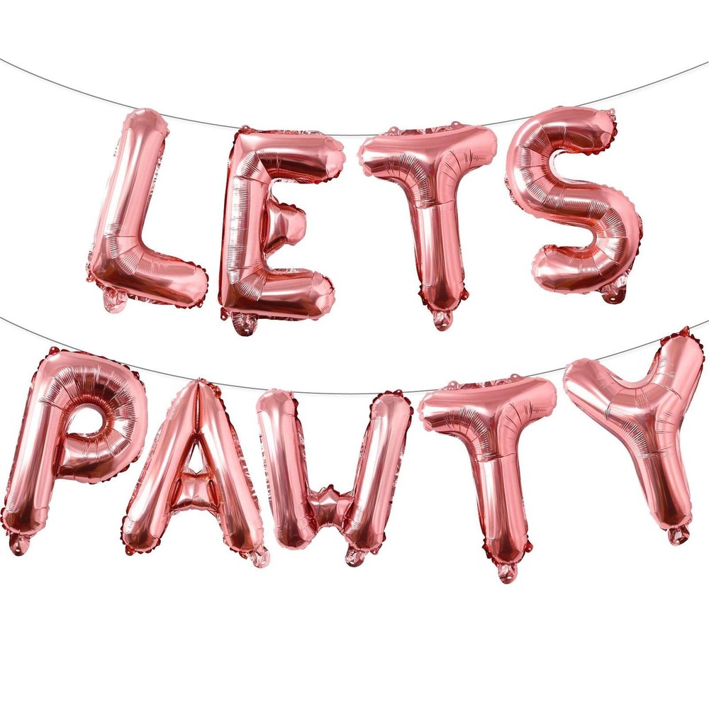 9 Pcs Lets Pawty Balloons Banner 16 Inch, Dog Cat Pet Letters Sign Lets Pawty…