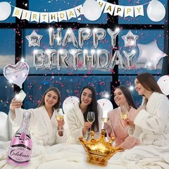 Birthday Party Decorations 58 PCS Silver White Kit for Women – Adult Theme