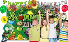 169 Pcs Plants Vs Play Game Zombies Party Kit Banner Balloon Backdrop Tableware