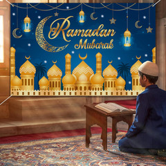 Ramadan Decorations for Home – 71 x 44 in Ramadan Banner Mubarak Table Mubarak S