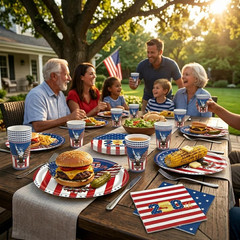 100 Pcs 250 Anniversary USA Decorations Party Supplies Set with 4Th of July Pape