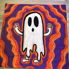 3 X HALLOWEEN GHOST COLOURFUL BRIGHT SOFT CUSHION COVERS 17in X 17in DECORATION