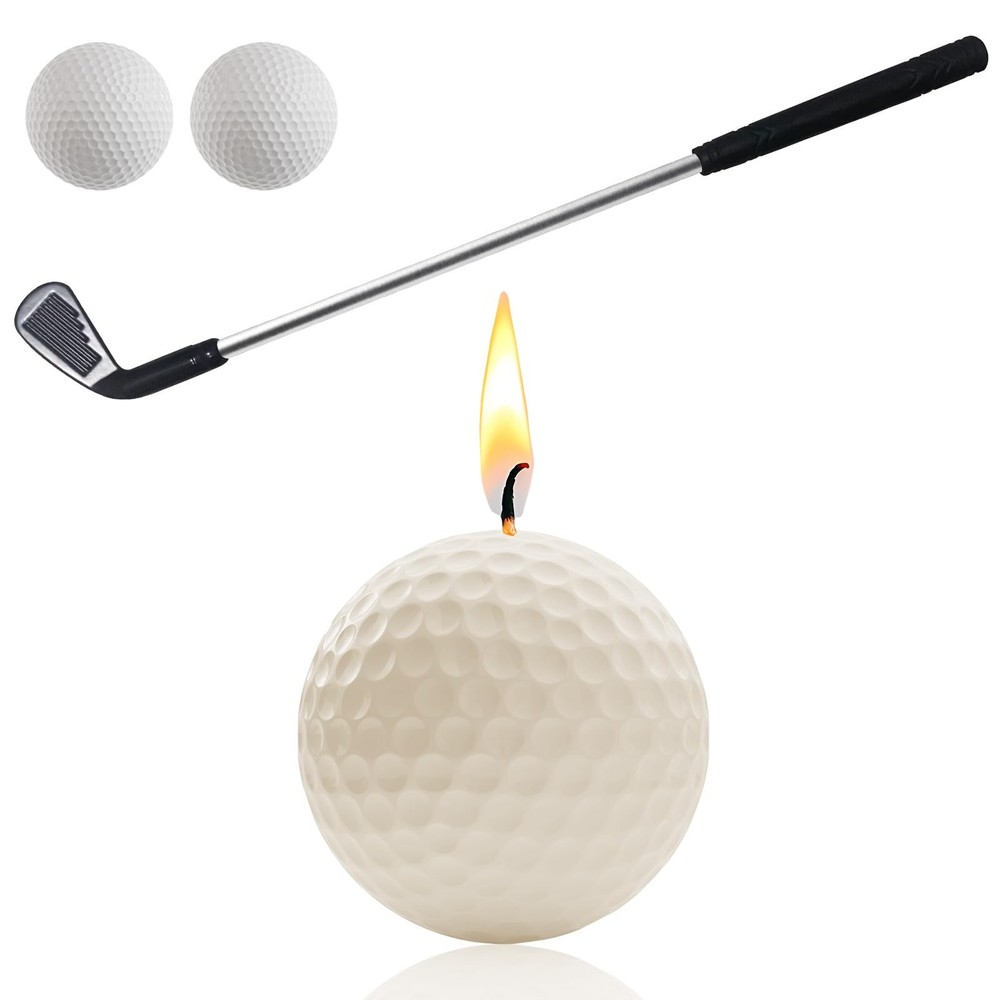 Golf Ball Birthday Candles, Cake Topper & Mini Club for Iron, White