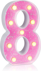 Pink Light up Letters，Pink Party Decorations,Girls Room Decor,Glitter Marquee Nu