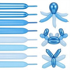 100 Pcs Long Twisting Balloons, Metallic Blue Pearl Blue Long Balloons for An…