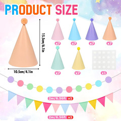 Mini Party Hats for Stuffed Animals – 42 Pcs Pastel Adjustable Birthday Decor