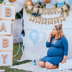 Welcome Baby Burlap Banner, Pre-Strung Unisex Baby Shower Decoration for Gender