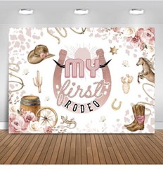 My First Rodeo, 1st Birthday Party Backdrop 8x6ft