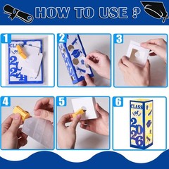 6 Pcs Light Up Graduation Centerpieces Class of 2026 Lantern Boxes Blue Decor