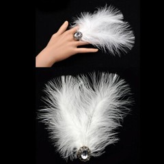 1PC Feather Acrylic Crystal Ring Adjustable for Party Stage Carnival Dance Fancy