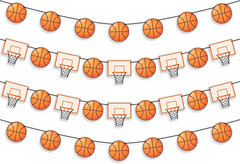 4Pcs Basketball Party Decorations Banner Set, Basketball & Hoop Themed Decor wit