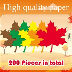 200 PCS Large Thanksgiving Fall Leaves Cutouts 4 Inch Maple Paper Leaf Craft