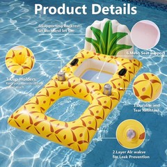 4 Pcs Inflatable Pool Float Lounger for Adults Chair Floaties with Drink Hold…