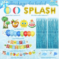 Summer Pool Beach Party Decorations, Splash Birthday Bash Party Supplies Tropica