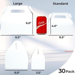 30 Pcs Large Gable Gift Boxes Party Bakery Wedding Treats Assemble Easy New