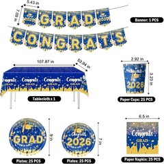 Party Supplies for Graduation Decorations 2026 – Complete Party Tableware Set…