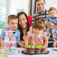 3 Tier Princess Birthday Cupcake Stand Party Decorations Floral Princess Cupc…