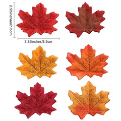Whaline 300Pcs Fall Artificial Maple Leaves 2.95-3.35 inches, Multicolored