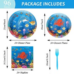 Vibrant Under the Sea Tableware – Baby Shower & Birthday Supplies for 24 Guests