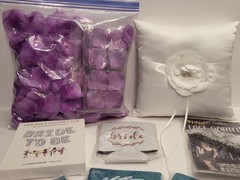Bride Bachelorette Wedding Party BUNDLE Balloons Flower Pedals Koozies Garter