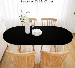 Wolkemer Fitted Oval Tablecloth Spandex Stretch Black Cocktail Table Cover El…