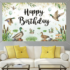 Mallard Duck Party Backdrop Hunting Theme Birthday Banner for One Lucky Duck Dec