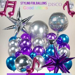 Chrome Purple and Blue Disco Balloon Garland Arch Kit 160Pcs Metallic Disco Part