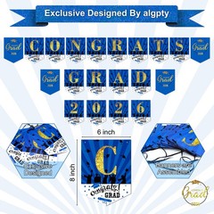 Graduation Decorations 2026 Navy Blue and Gold Grad Party Decorations Includi…