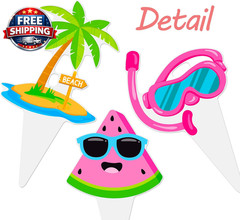 Hello Summer Cupcake Toppers Hello Summer Birthday Decorations Beach Pool Party
