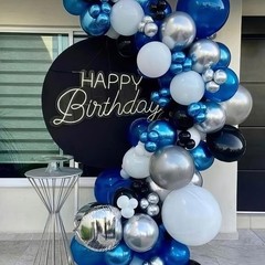 Blue Silver Balloons, Pearl Navy Blue Balloons Metallic light Blue and Silver…