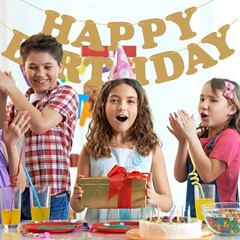 Happy Birthday Banner Birthday Sign Backdrop Party Supplies for Kids Boys Gold